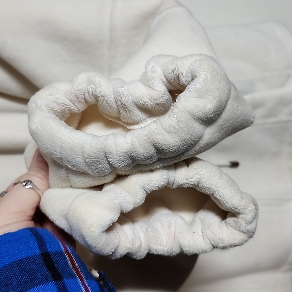 Kristen Blake White Fleece Full Zip Jacket Pockets Waist Cinching Toggles Large - Picture 5 of 9